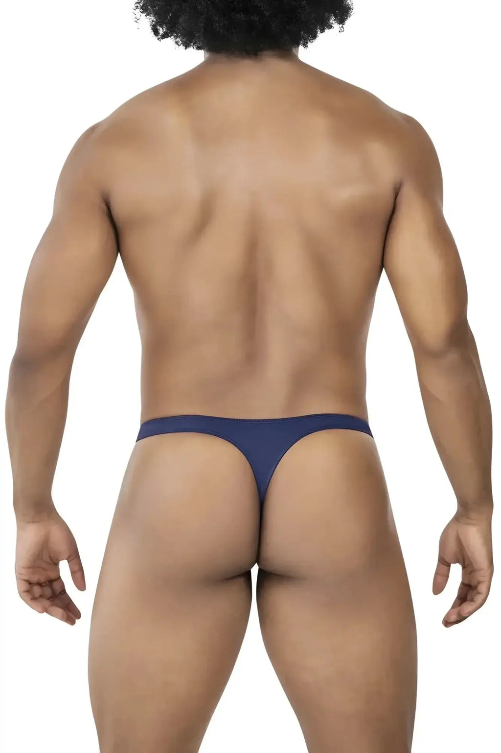 Navy blue clever 100007 thong made of smooth stretchy fabric with a sleek minimalist design showing the back side