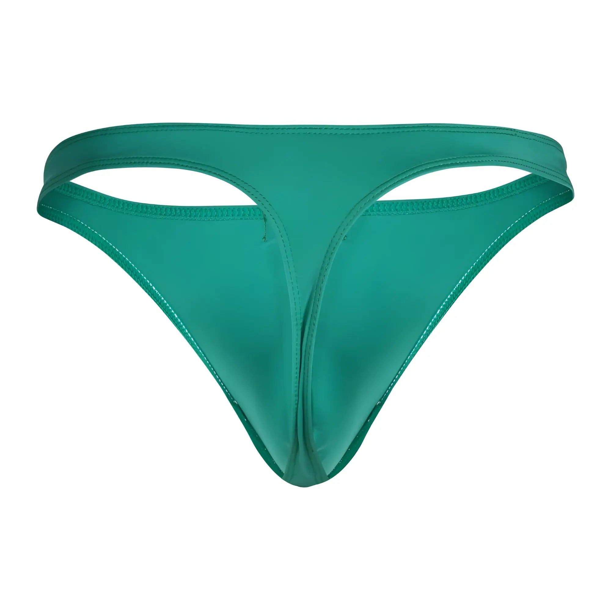 A sleek emerald green clever 100007 australian latin thong made of smooth glossy fabric with precise stitching