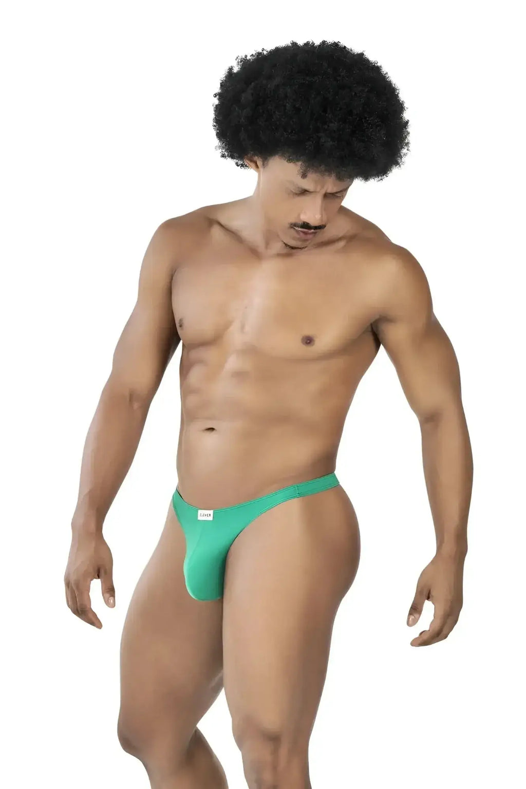 A vibrant teal clever 100007 australian latin thong with a form-fitting design and small white waistband label