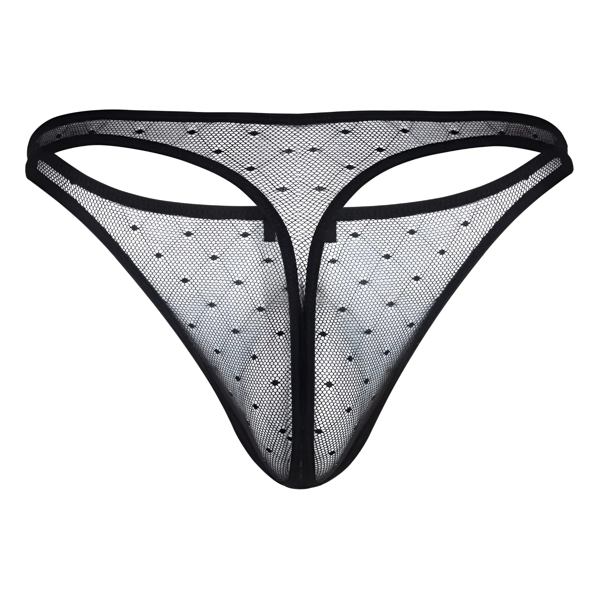 Black mesh thong with delicate diamond pattern and reinforced edges from clever 100008 3pk australian latin thongs