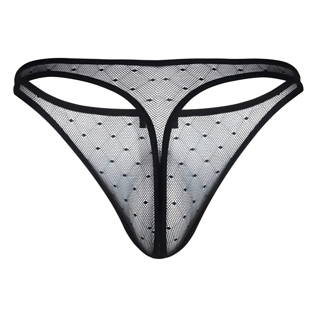 Black mesh thong with delicate diamond pattern and reinforced edges from clever 100008 3pk australian latin thongs