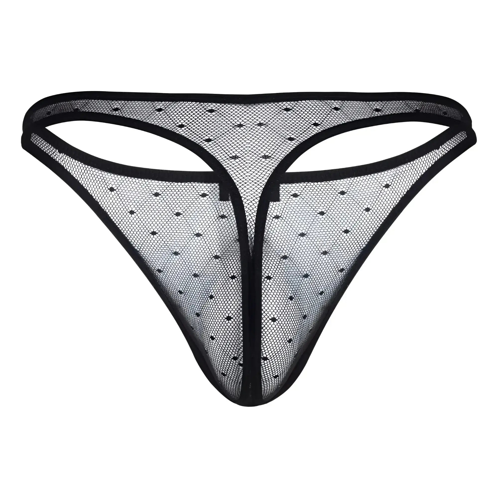 Black mesh thong with delicate diamond pattern and reinforced edges from clever 100008 3pk australian latin thongs