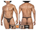 Black sheer mesh thong with dotted pattern and elastic trim from clever 100008 australian latin thongs pack