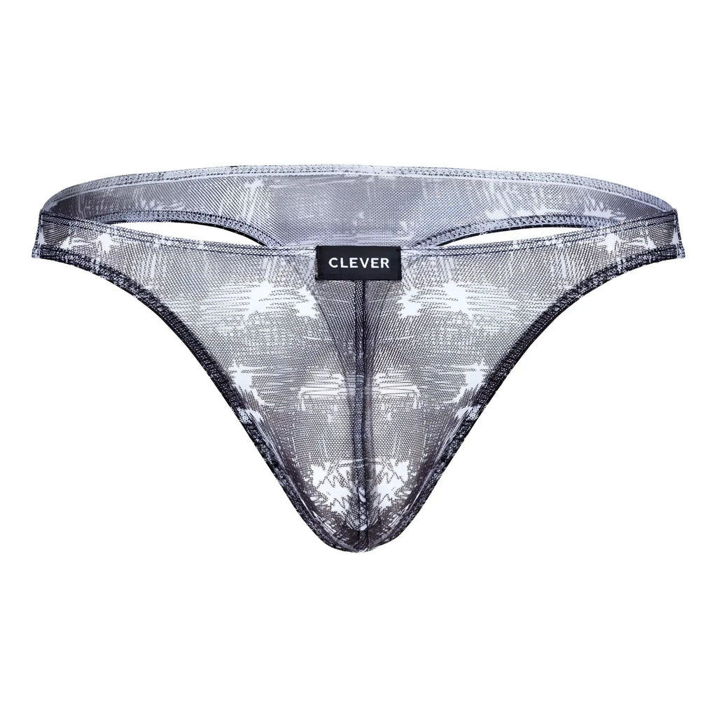 Black and white patterned sheer mesh thong with clever brand label from clever 100008 3pk australian latin thongs