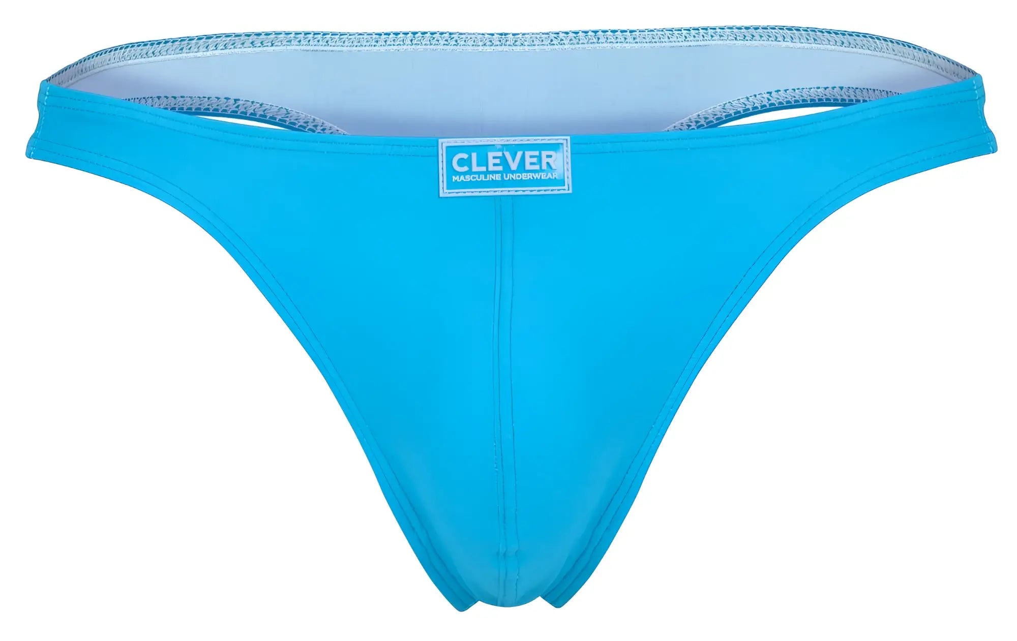 Bright blue seamless thong made by Clever masculine underwear from the 10009 7PK Pride Thongs multi-colored set