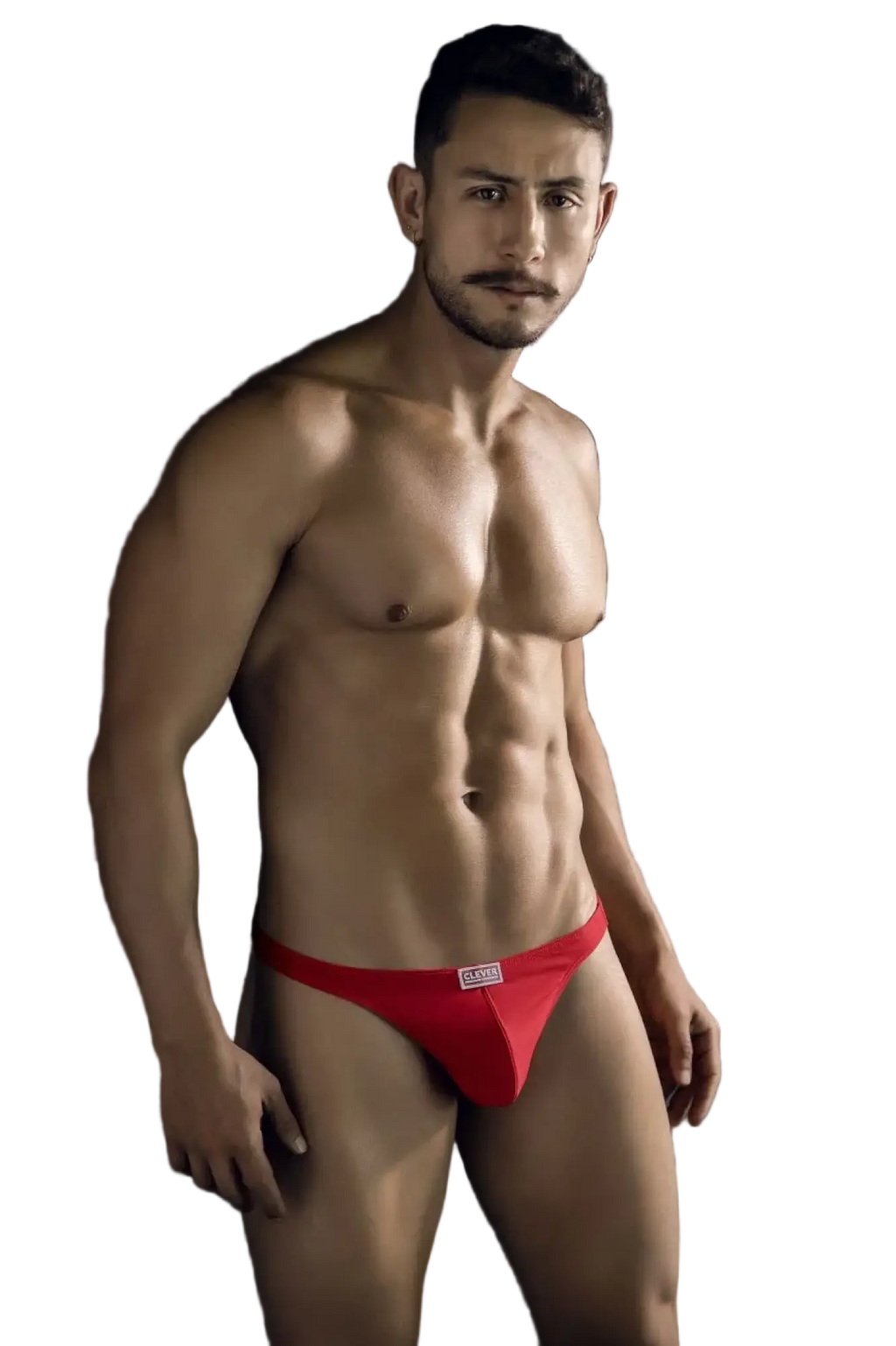 Red athletic briefs with a small white logo front from clever 10009 7pk pride thongs color multi-colored set