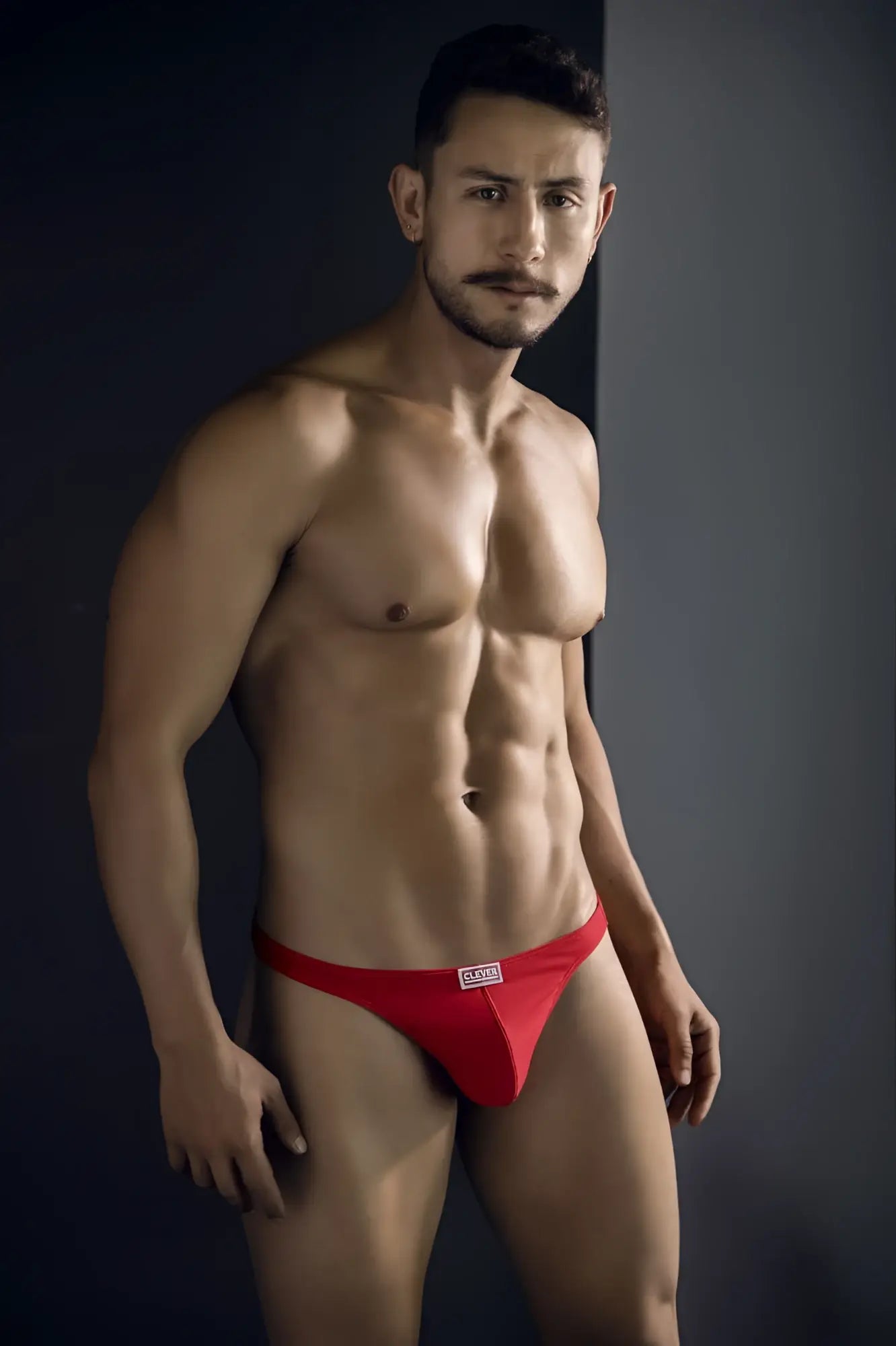 Red clever 10009 athletic briefs with a small white logo on the front from pride thongs multi-colored pack