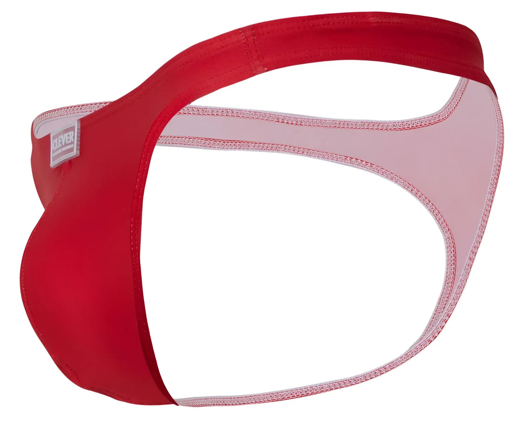 Red men’s thong with white inner lining and pink stitching from trever in clever 10009 7PK pride multi-colored set