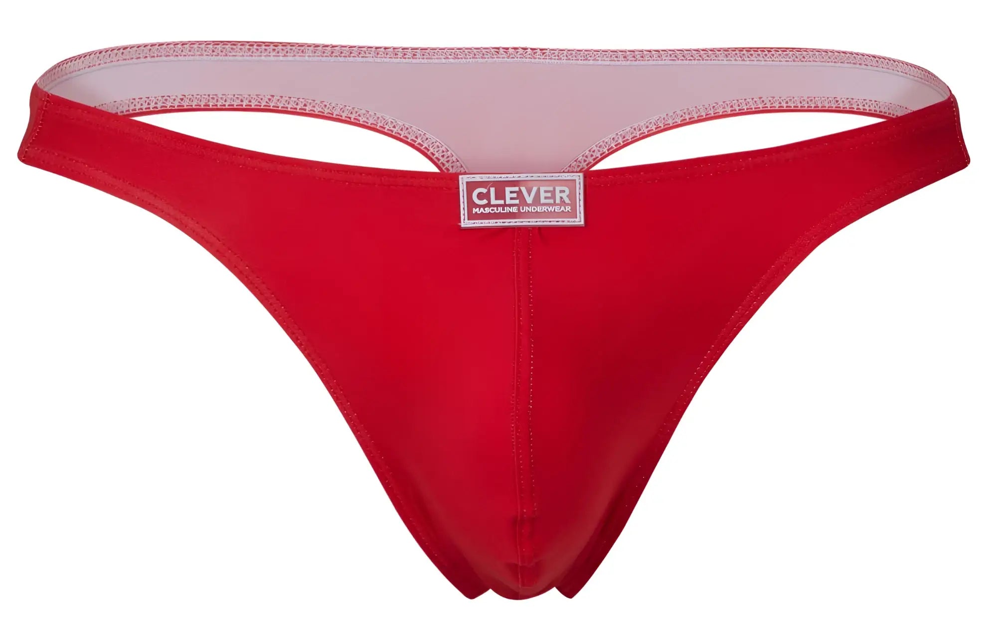 Red thong with white mesh waistband and clever brand label from clever 10009 7pk pride thongs color multi-colored collection