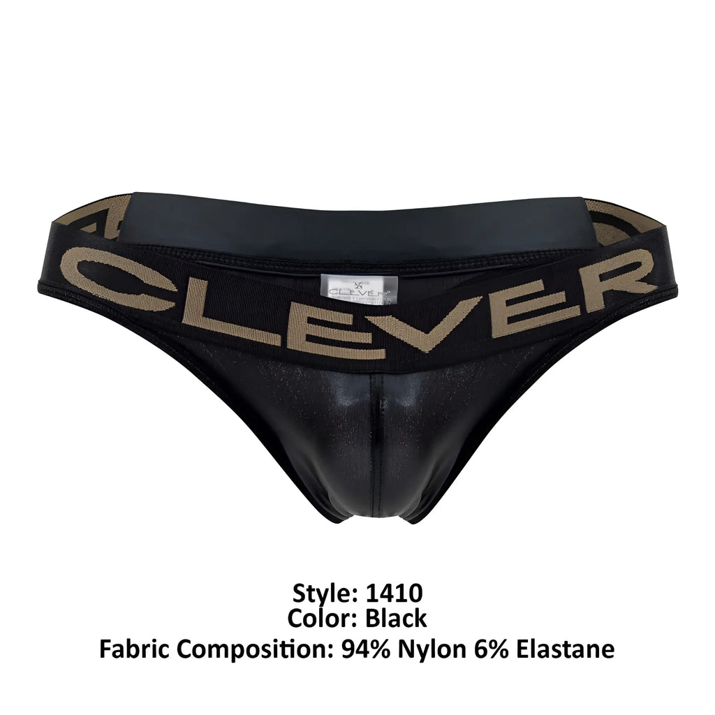 Black leather-like clever 1410 earth thongs with tan logo band for comfortable stylish wear