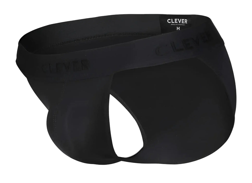 Black clever 1627 deseo bikini briefs with smooth stretchy fabric and subtle brand logo on waistband