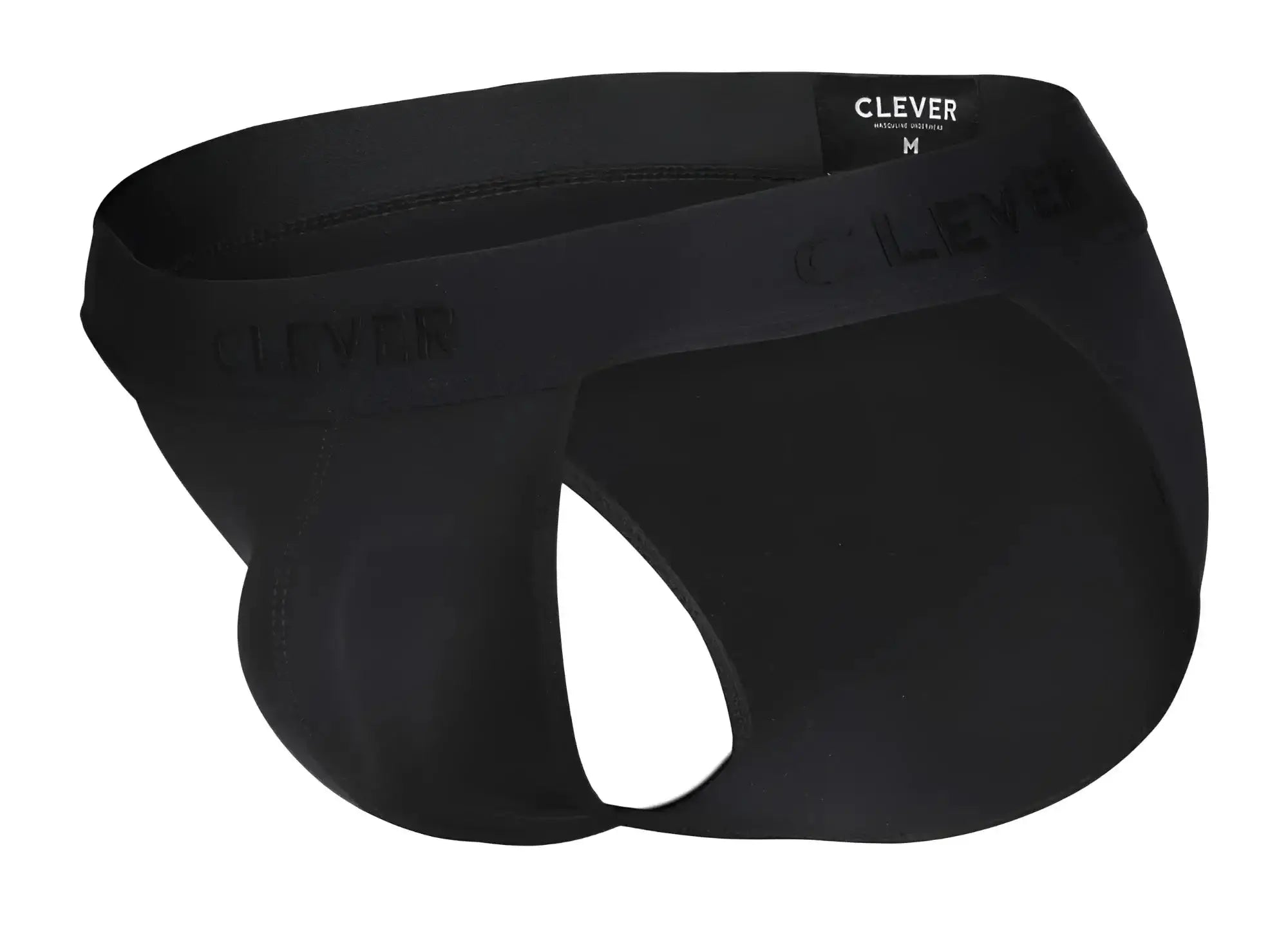 Black clever 1627 deseo bikini briefs with smooth stretchy fabric and subtle brand logo on waistband