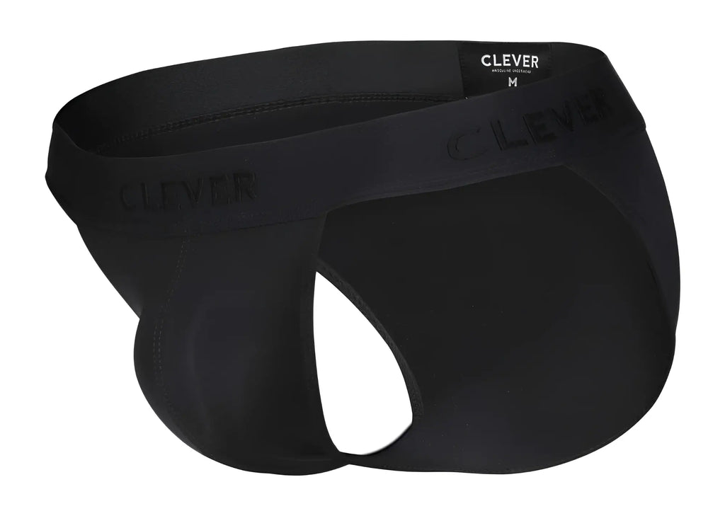 Black clever 1627 deseo bikini briefs with smooth stretchy fabric and subtle brand logo on waistband