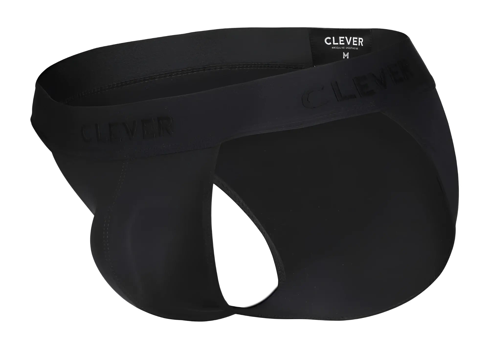 Black clever 1627 deseo bikini briefs with smooth stretchy fabric and subtle brand logo on waistband