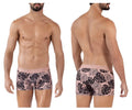 Pink clever 1635 pacif trunks mens briefs with bold black monstera leaf pattern for stylish everyday wear
