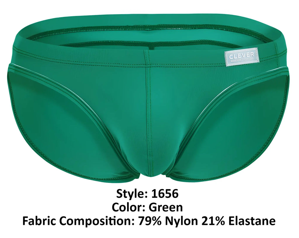 Green men’s swim trunks clever 1656 mirage bikini sleek form-fitting design made of 79% nylon 21% elastane
