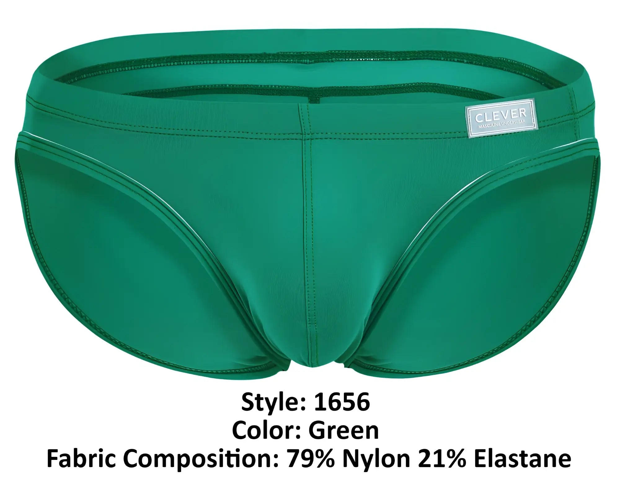 Green men’s swim trunks clever 1656 mirage bikini sleek form-fitting design made of 79% nylon 21% elastane