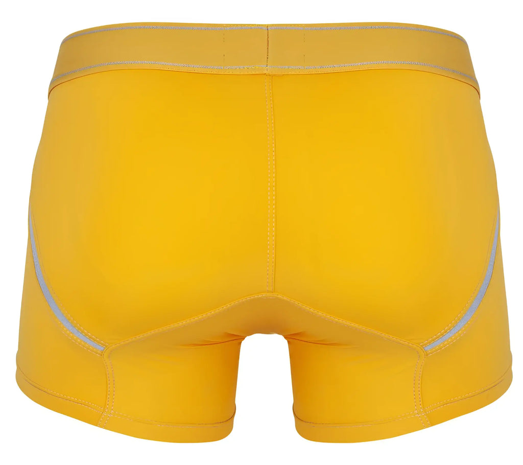 Clever 1658 imagination boxer briefs in bright yellow with silver reflective stripes for athletic performance