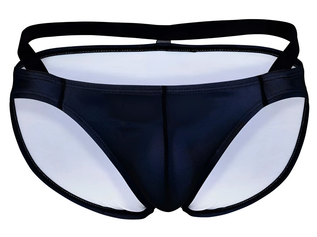 Black and white mesh briefs clever 1675 eroticism bikini with supportive contoured design in blue color