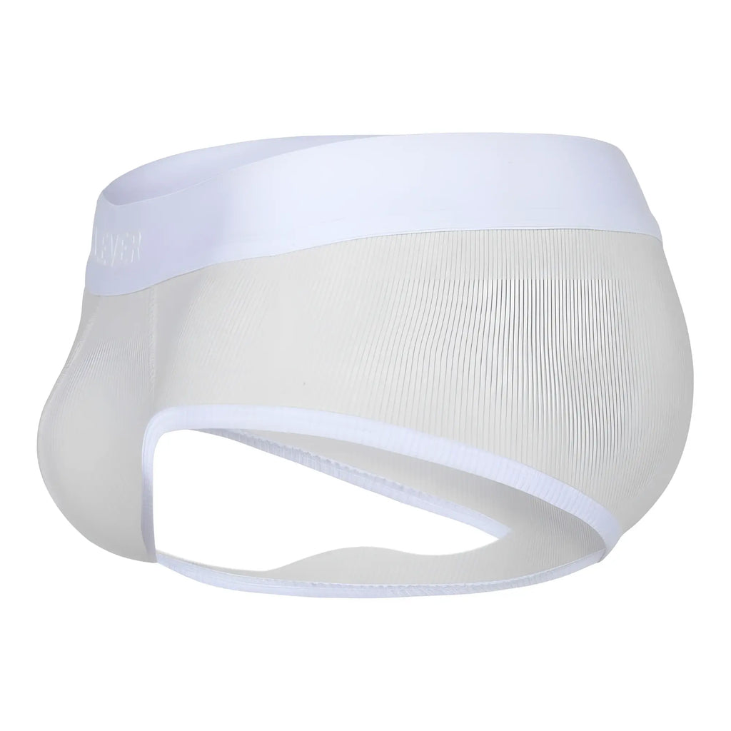 White mesh briefs with solid white waistband and leg openings in clever 1733 colors briefs beige model