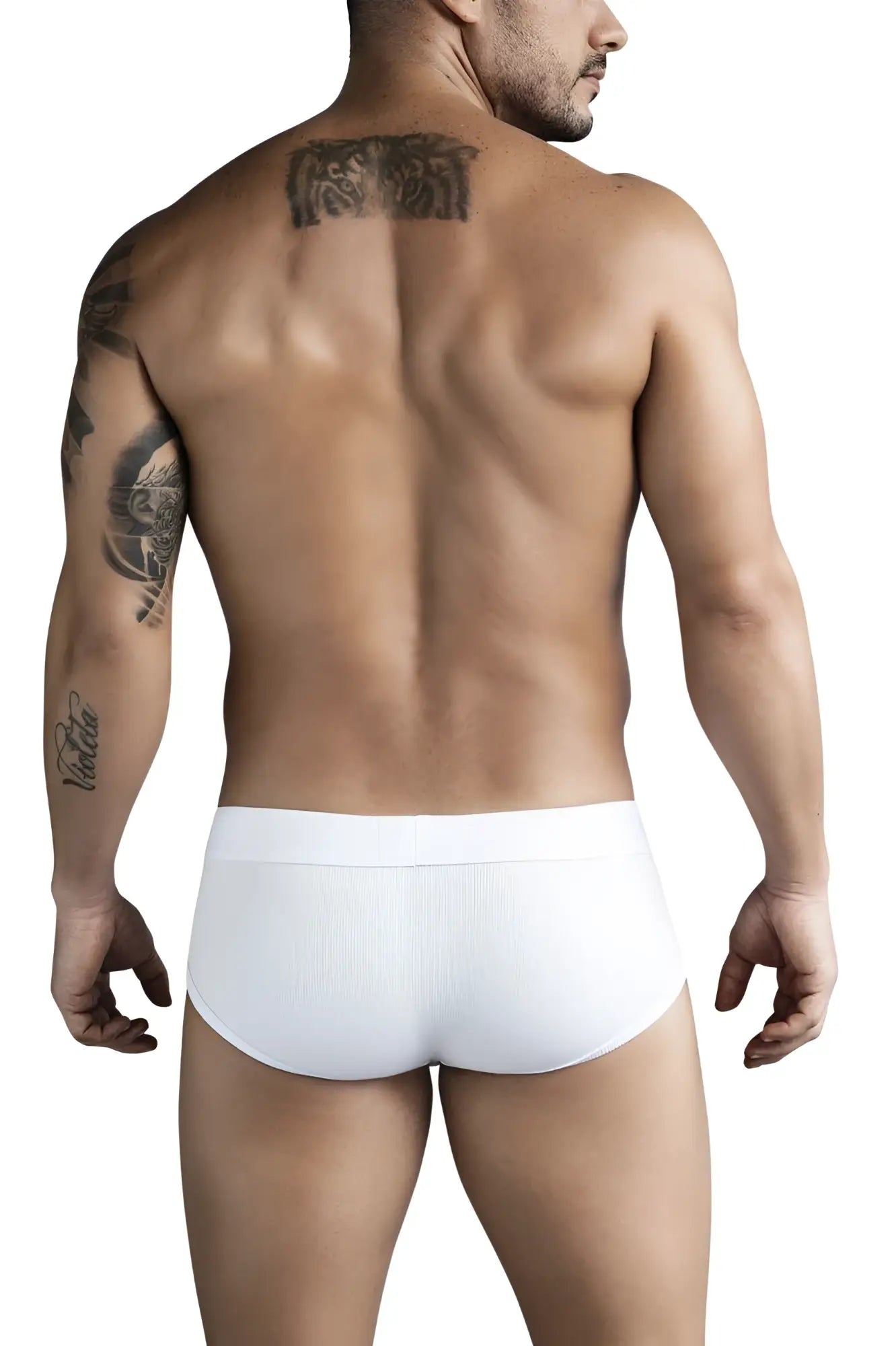 White ribbed briefs in beige color from clever 1733 featuring soft cotton fabric and a comfortable fit