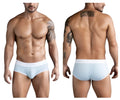 Light blue ribbed cotton briefs with white elastic waistband featuring clever branding in clever 1733 colors brief design
