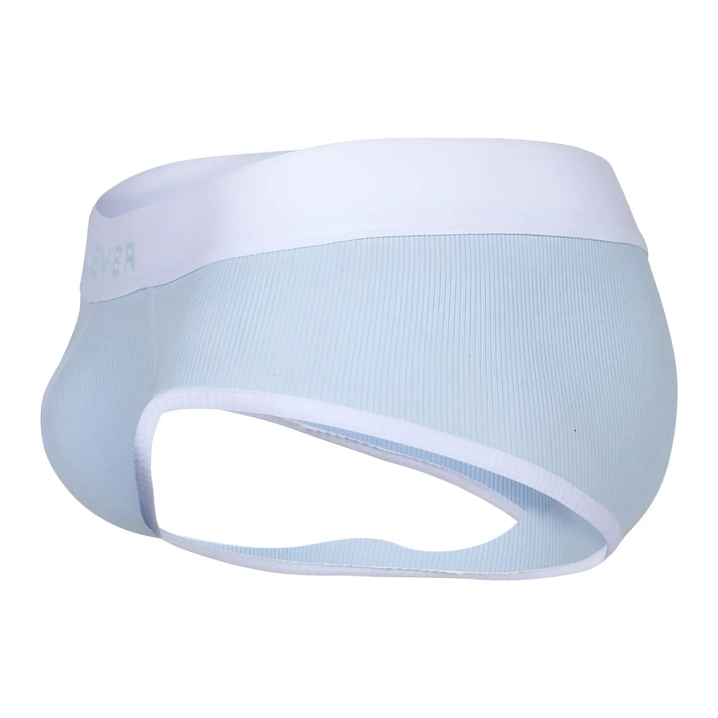 Light blue ribbed fabric briefs with white elastic waistband and trim from clever 1733 colors briefs collection