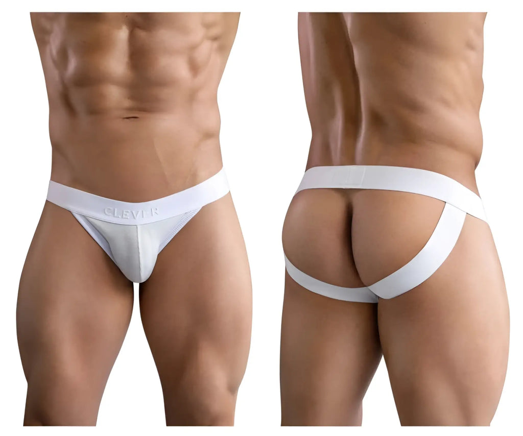 White clever brand briefs with supportive contoured design and smooth fabric in beige color front view