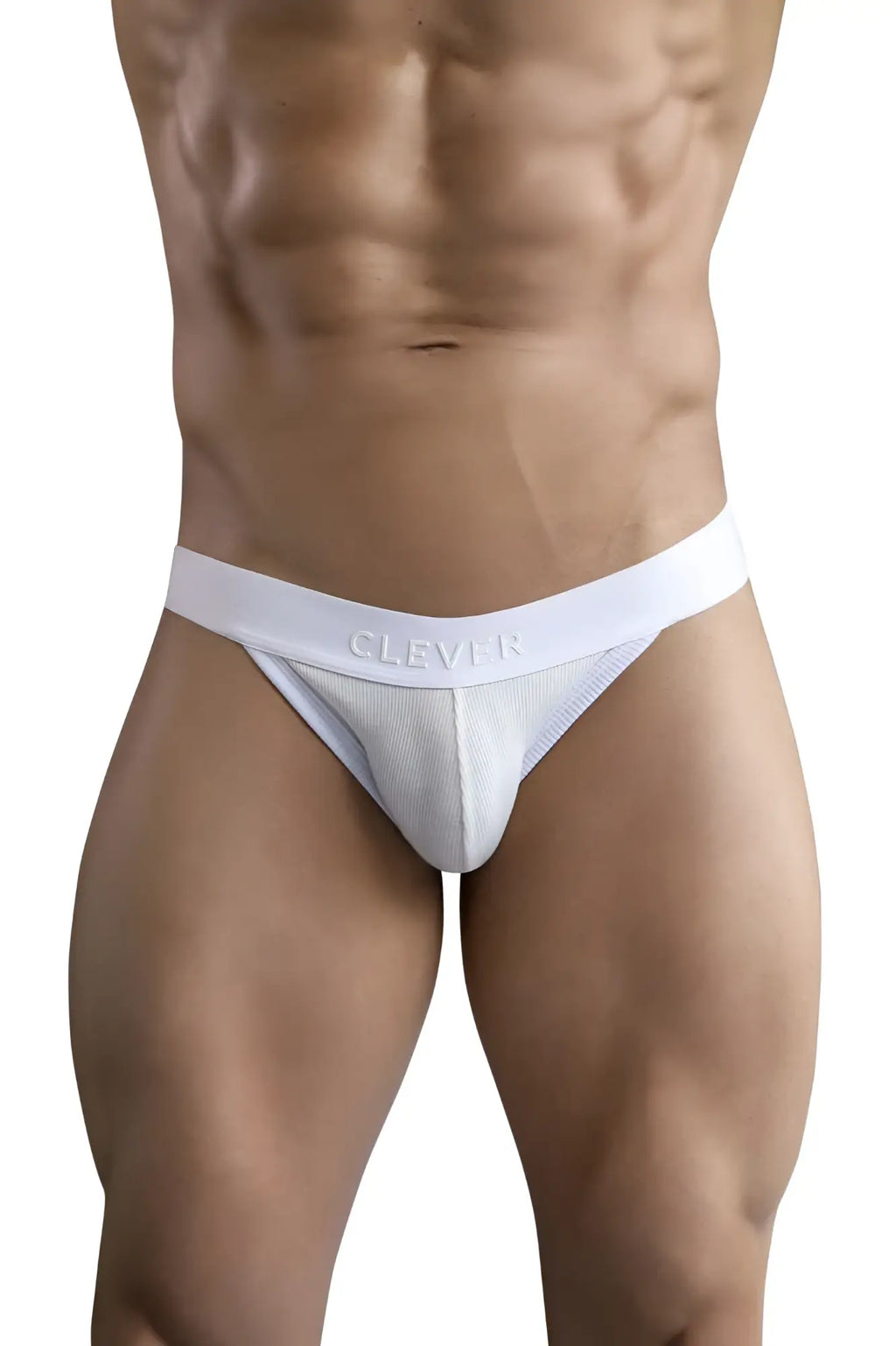 White clevr beige briefs with ribbed fabric and smooth elastic waistband from clever 1734 colors jockstrap line