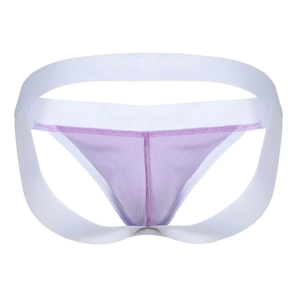 White and lavender clever 1734 colors jockstrap lilac mesh briefs with a supportive contoured design