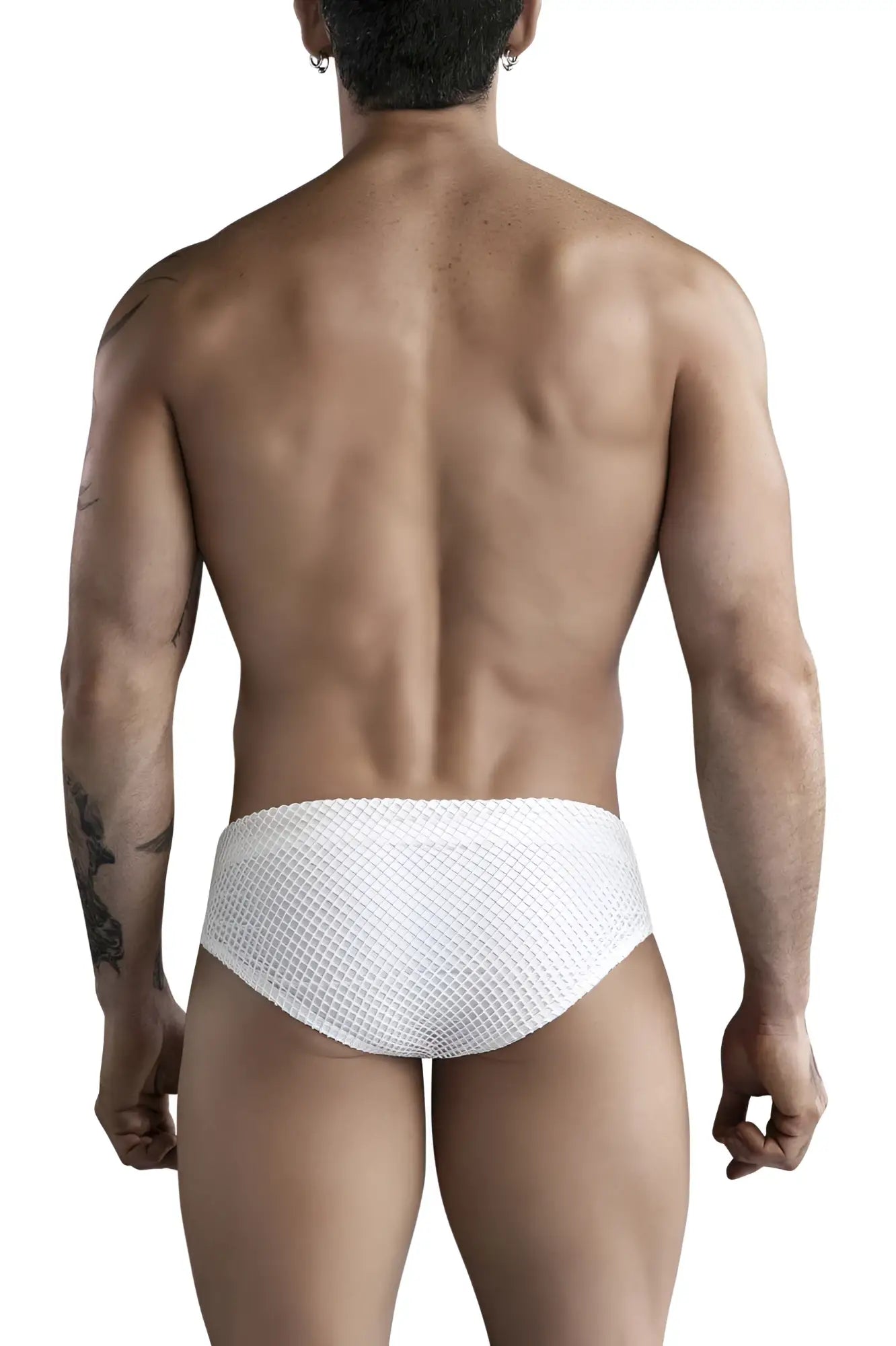 Clever 1743 island swim briefs in white feature a snug white mesh design for comfortable swimwear use