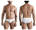 White clever 1743 island swim briefs with textured breathable mesh fabric designed for comfort and quick drying