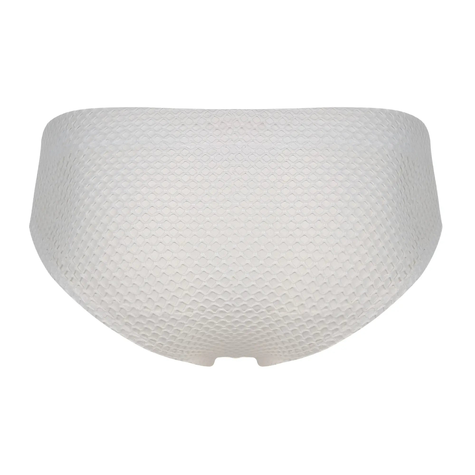 White clever 1743 island swim briefs with a honeycomb textured mesh pattern for swimwear use