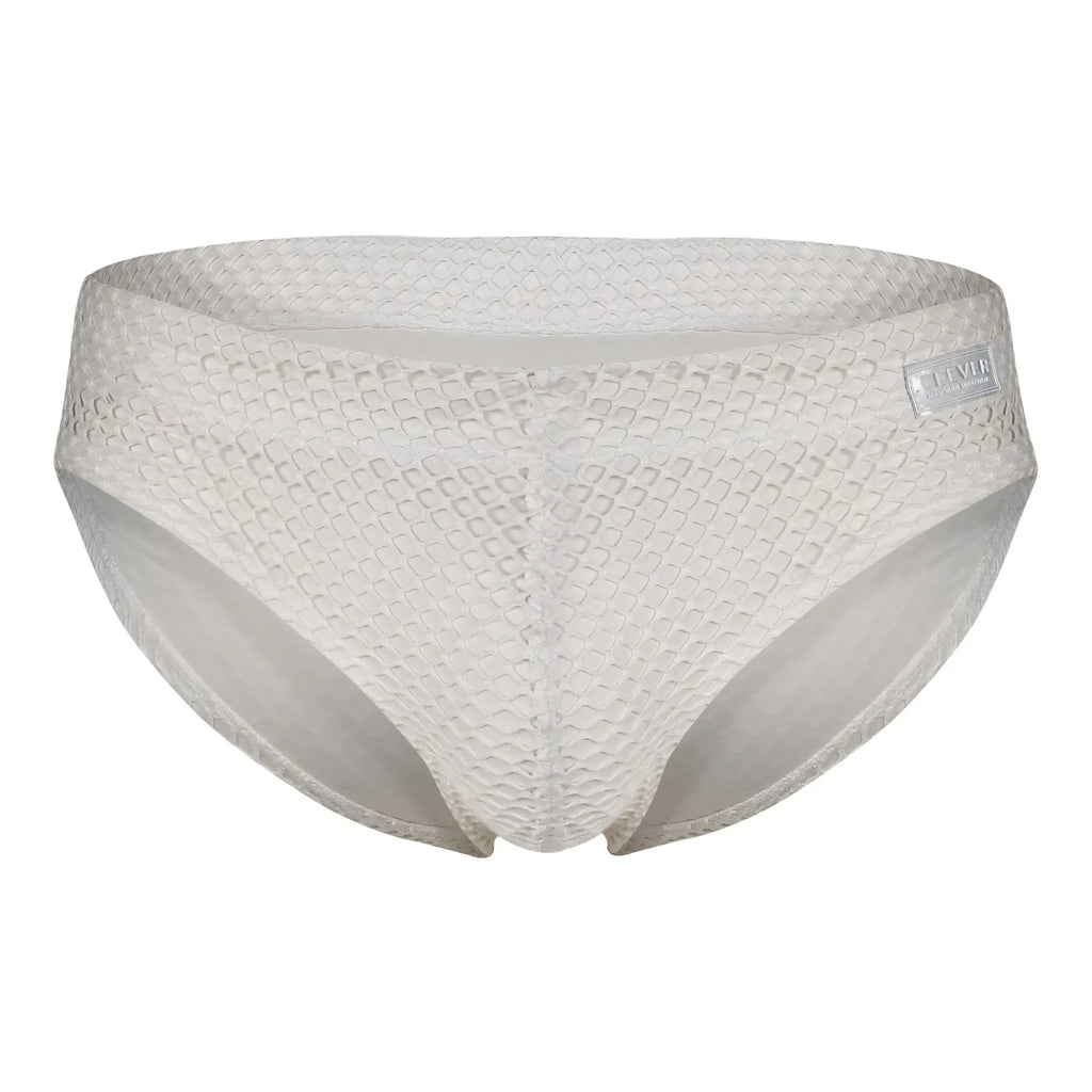 White clever 1743 island swim briefs with textured fabric and subtle diamond pattern for modern beachwear