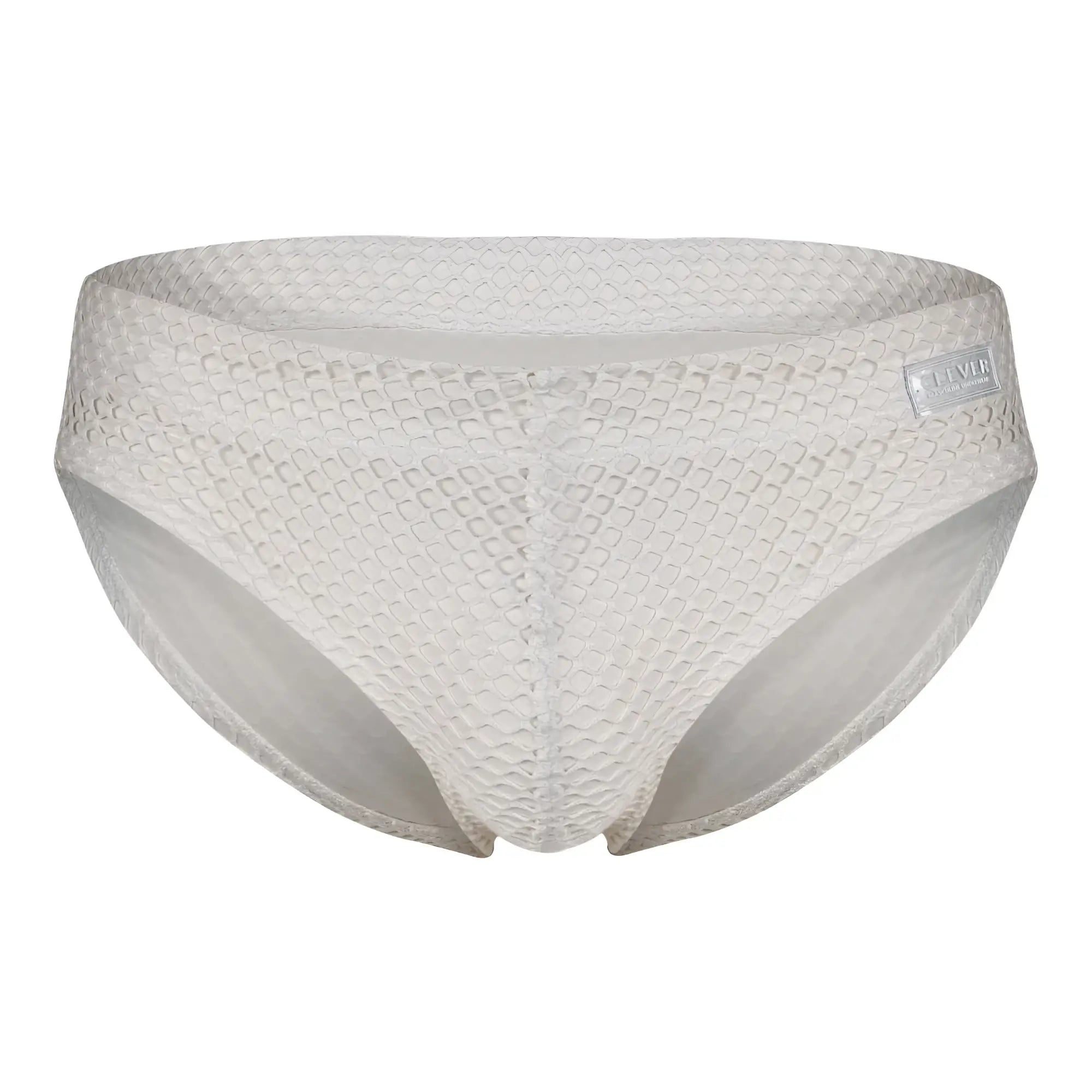 White clever 1743 island swim briefs with textured fabric and subtle diamond pattern for modern beachwear