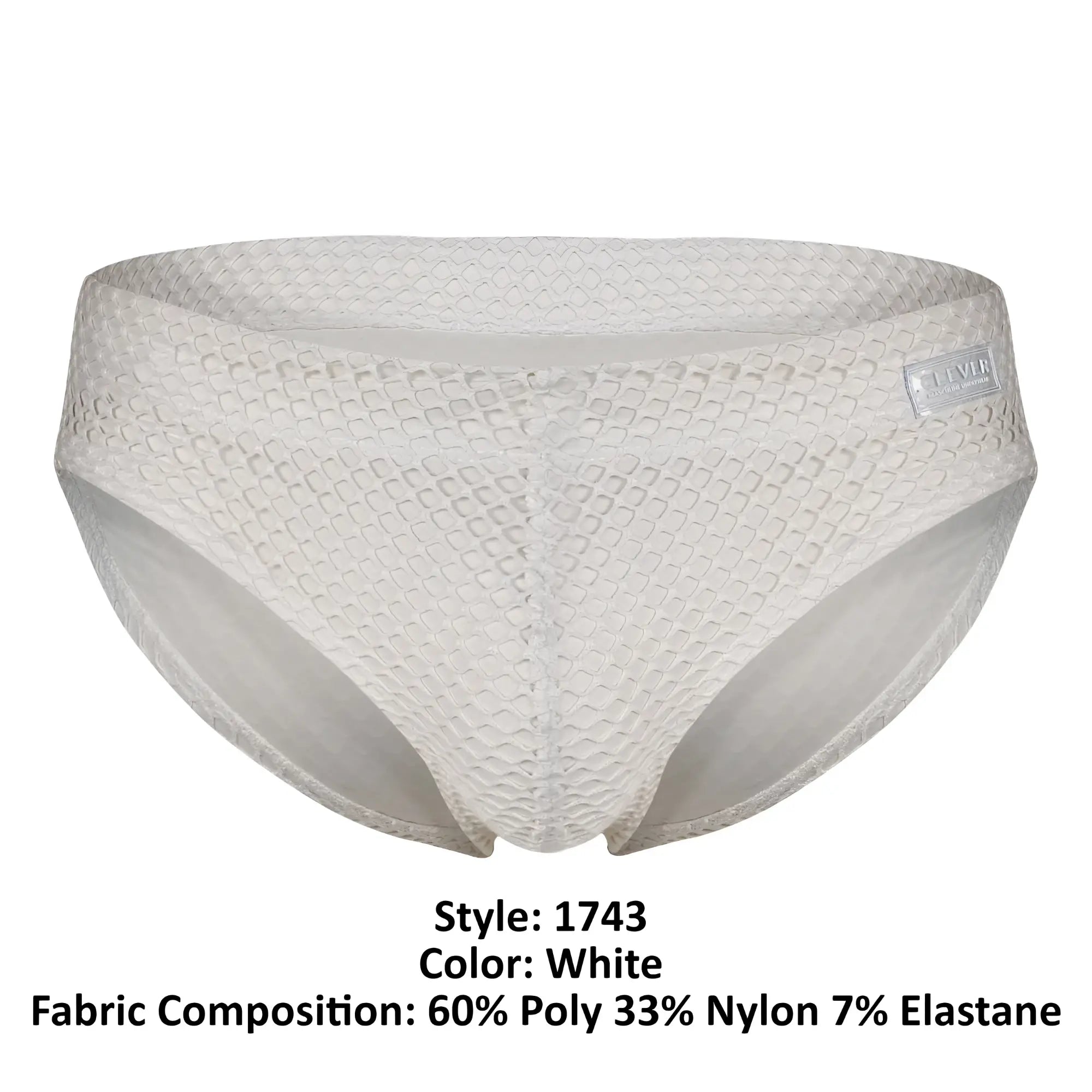 White clever 1743 island swim briefs textured with a subtle diamond-patterned weave and sleek modern design