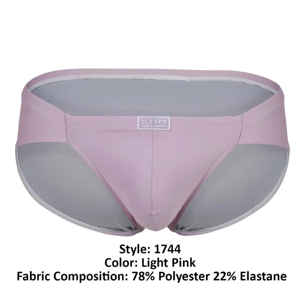 Light pink and gray clever 1744 spring briefs with sleek form-fitting design made from 78% polyester 22% elastane