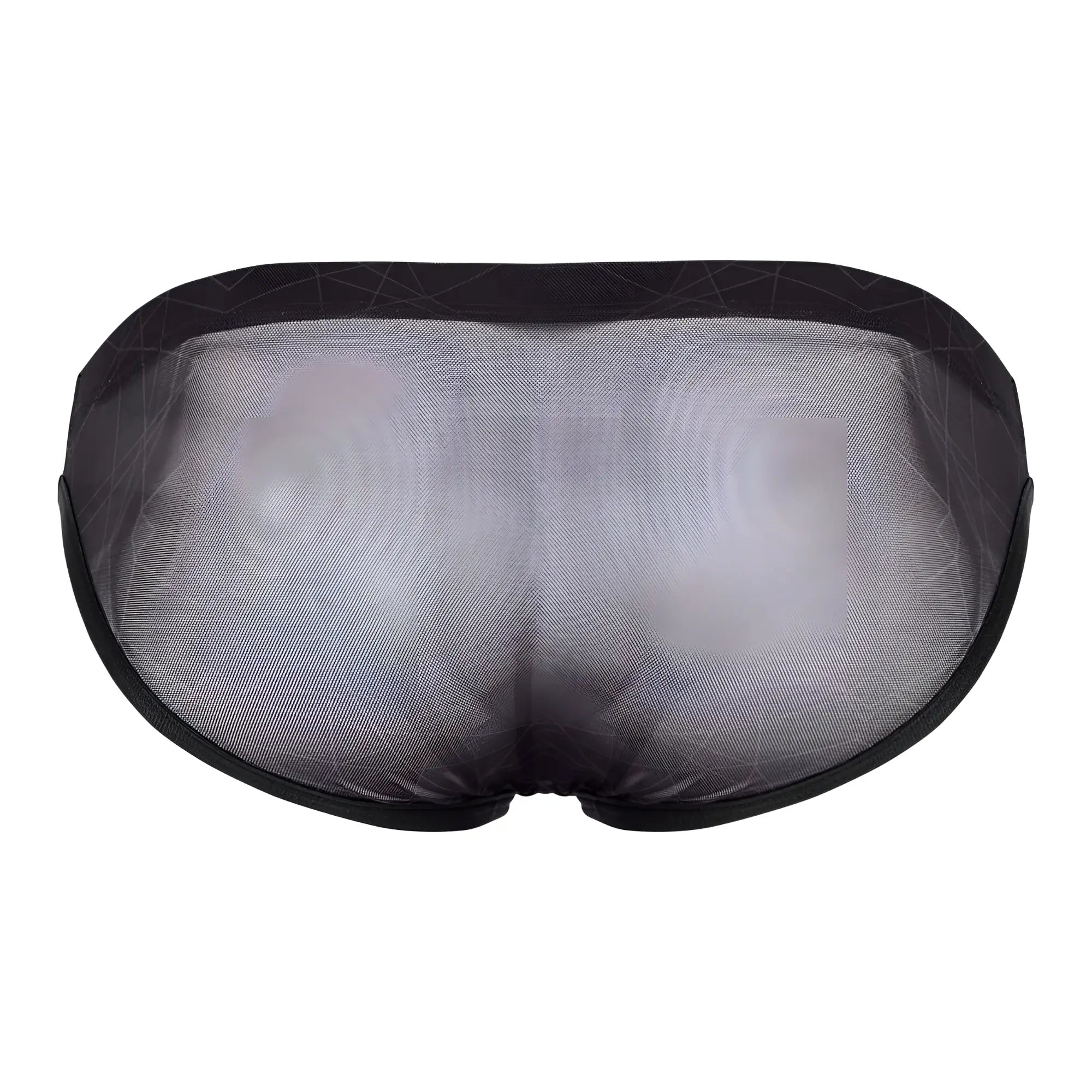 Black mesh briefs with a subtle geometric pattern on the waistband from clever 1747 geometric bikini in black