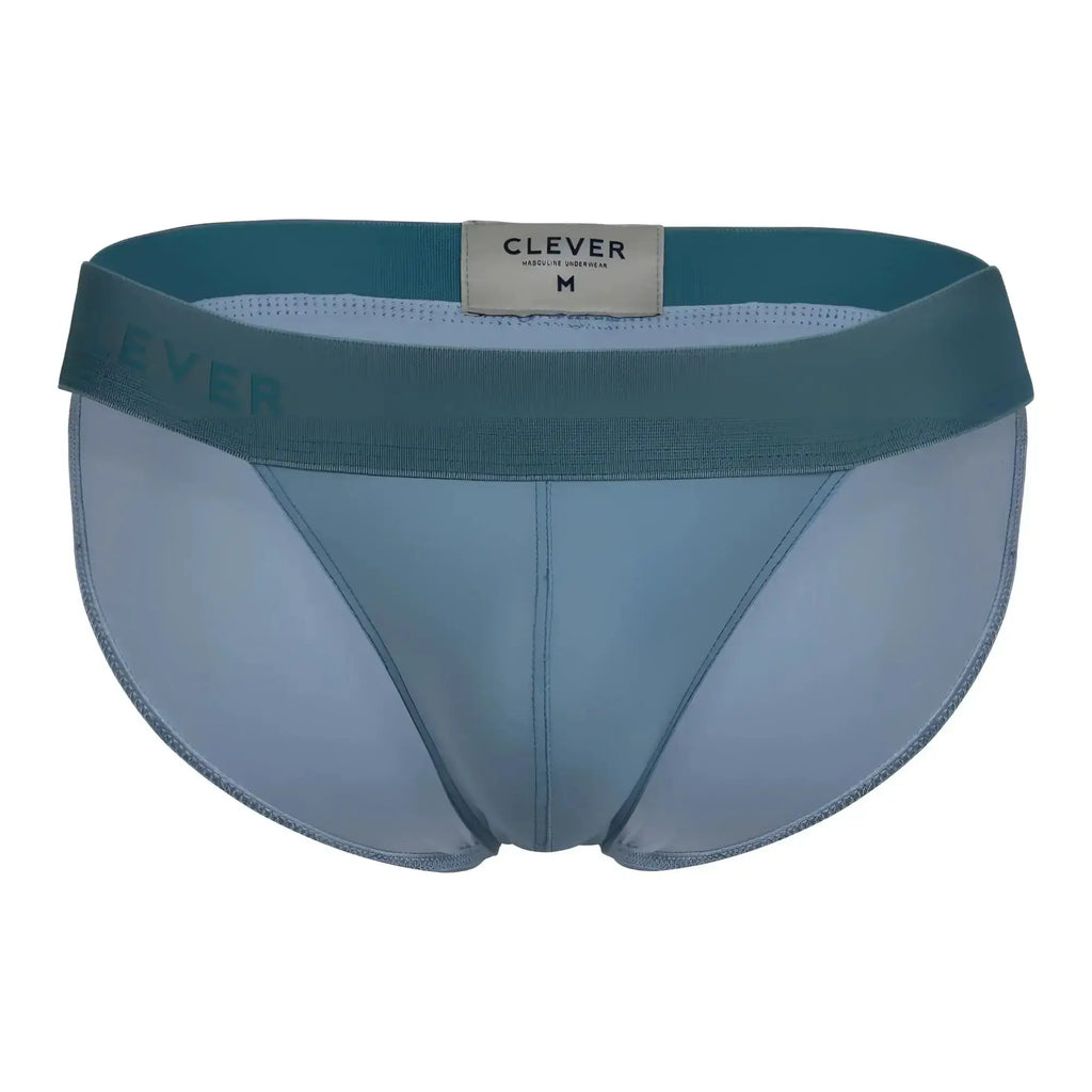 Teal-colored men’s briefs clever 1749 eco bikini green with branded label and subtle stitching details