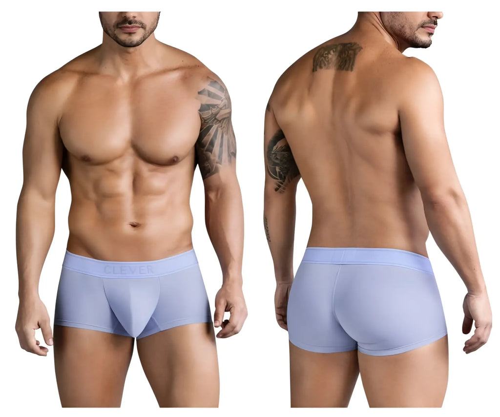 Light blue clever 1751 craftiness trunks mens briefs with smooth form fitting design and subtle logo on waistband