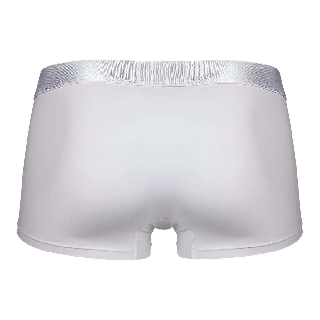 White clever 1752 victor trunks boxer briefs with a shiny silver waistband for comfortable everyday wear
