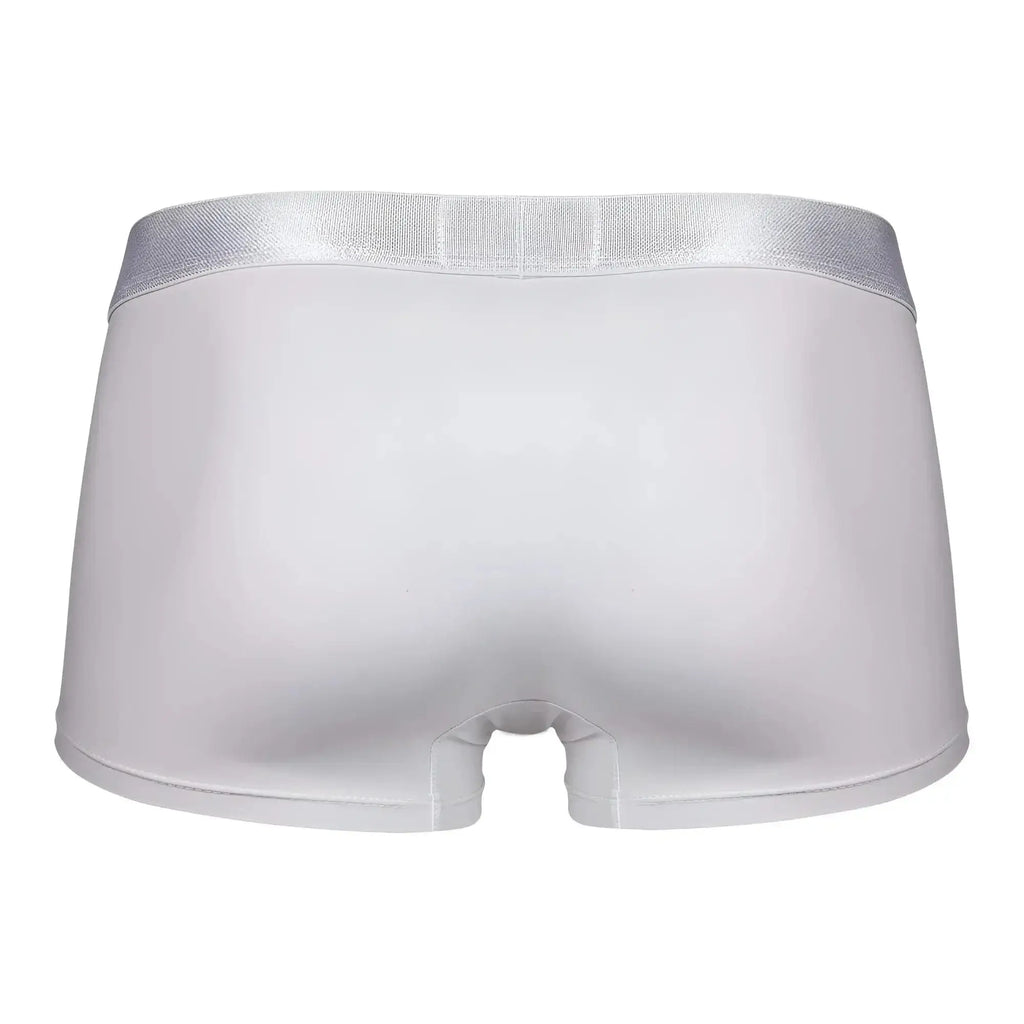 White clever 1752 victor trunks boxer briefs with a shiny silver waistband for comfortable everyday wear