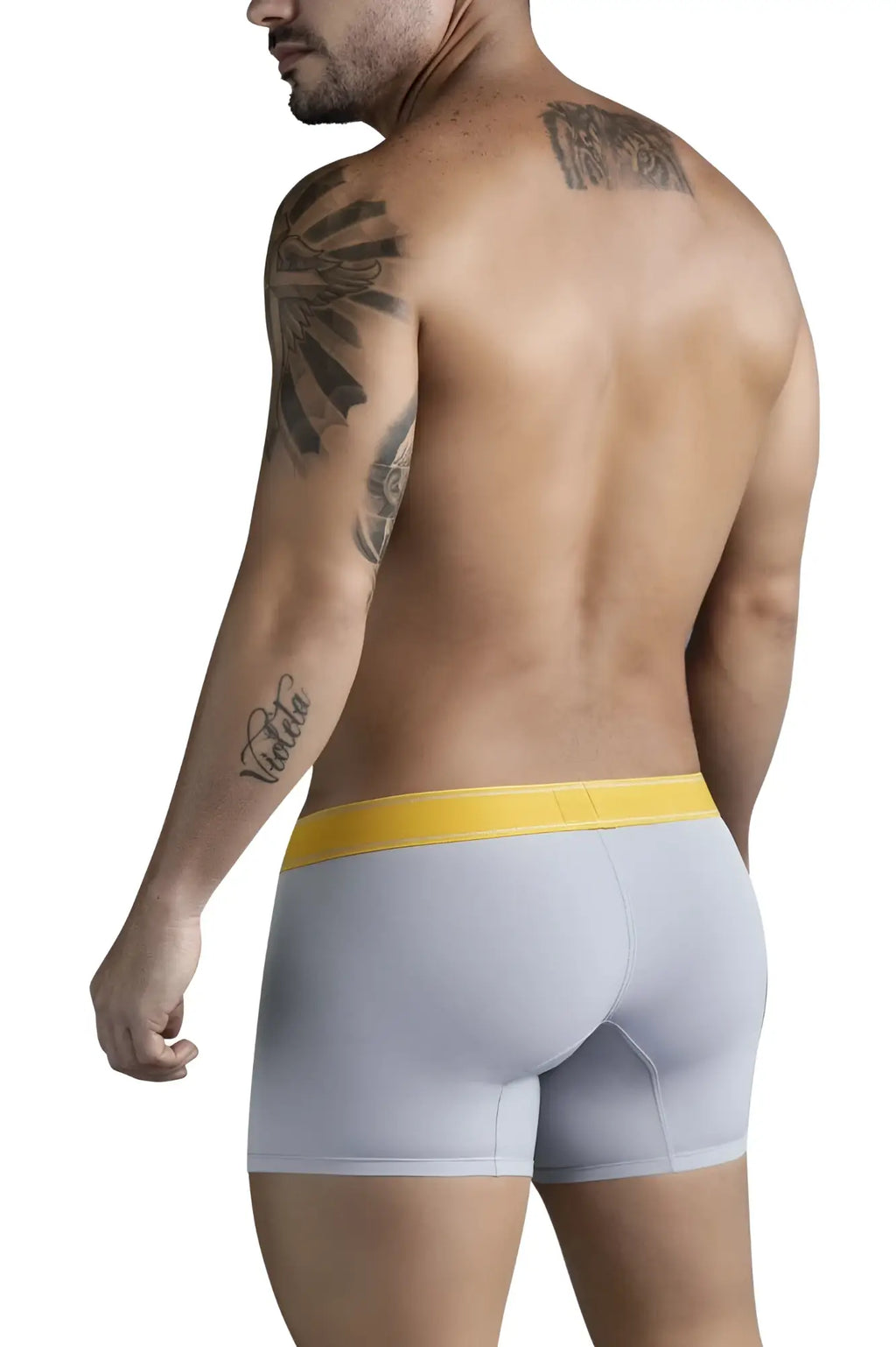 Light gray clever 1755 diseno trunks boxer briefs with bold yellow waistband for comfortable everyday wear