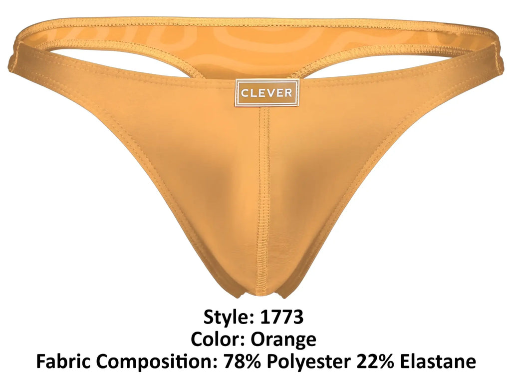 Orange clever 1773 cactus thong with a sleek satin finish and subtle clever brand label at the center