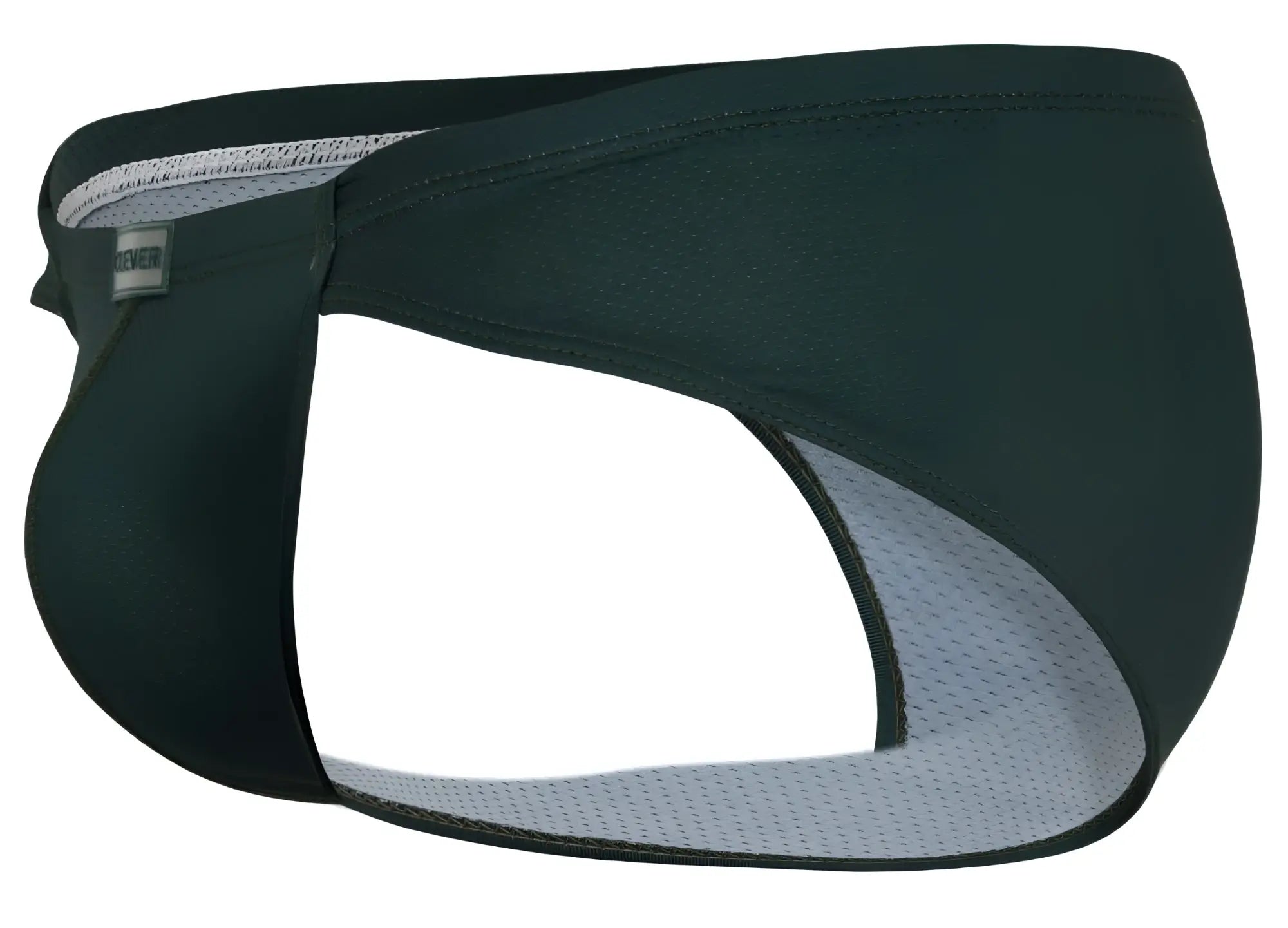 Dark green clever 1775 optimo briefs with gray mesh lining and small brand tag on the side