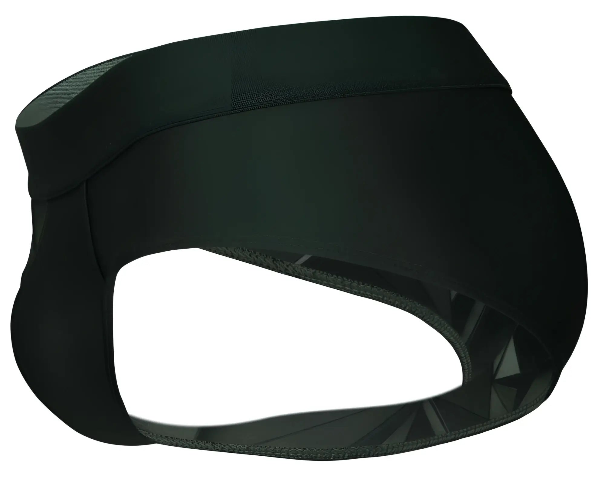 Black neoprene athletic support belt with sleek form-fitting design and subtle geometric pattern inner edge for venecia briefs dark green