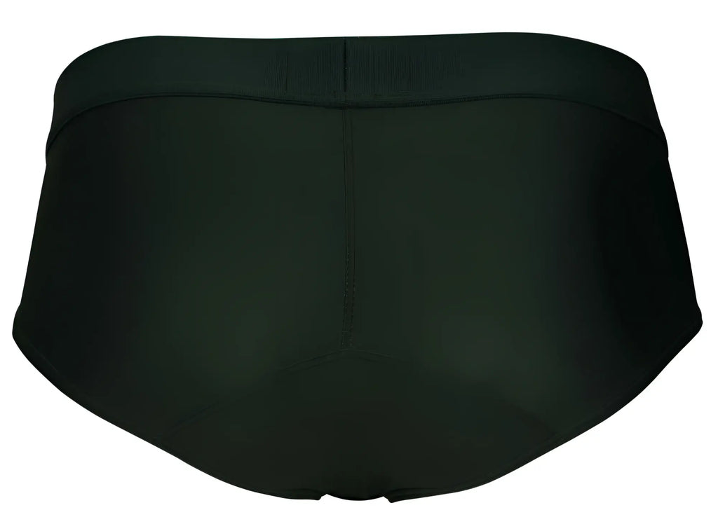 Dark green clever 1776 venecia briefs with smooth seamless fabric and contoured waistband front view
