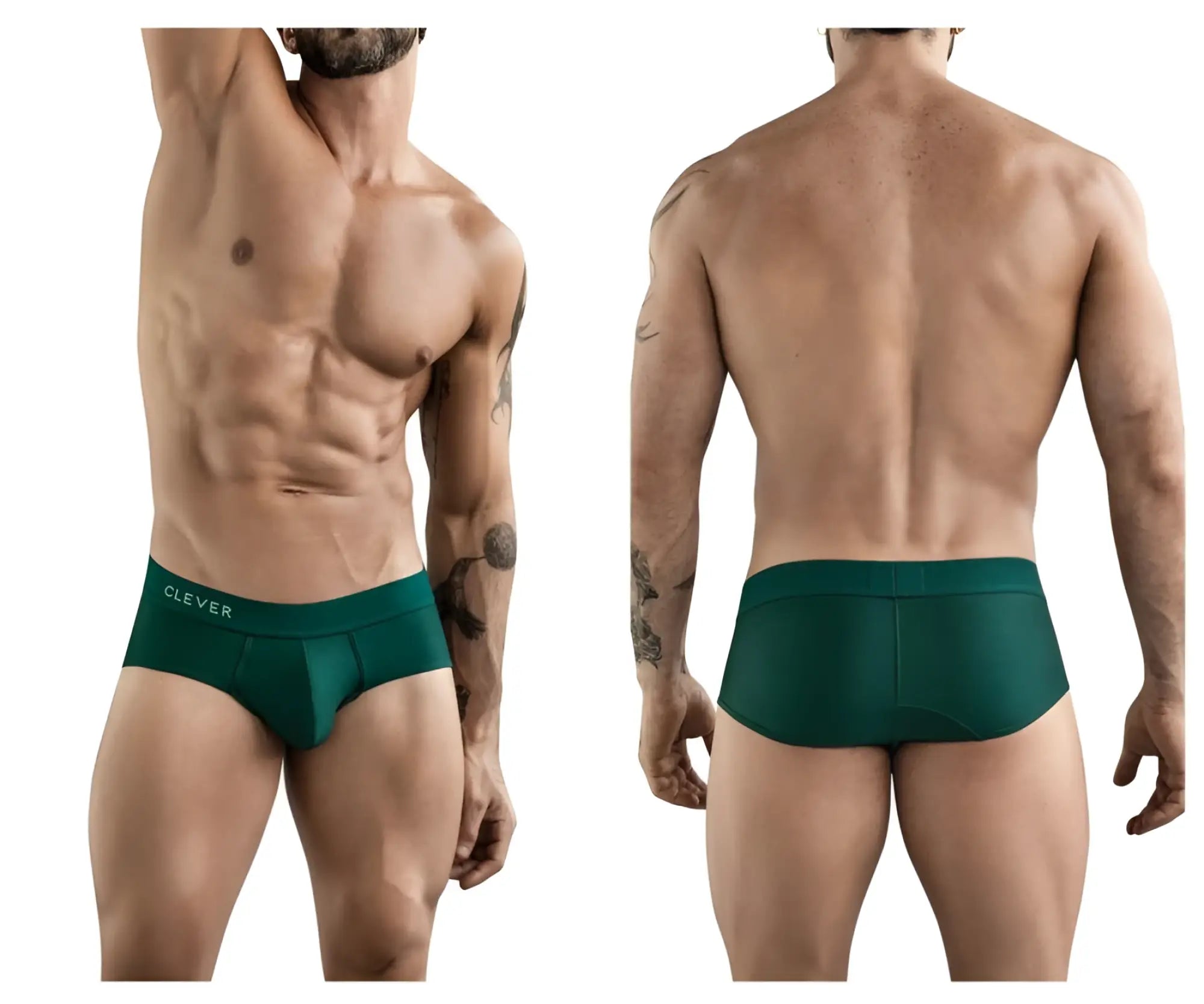 Dark green clever 1776 venecia briefs with form-fitting fit and subtle elastic waistband featuring clever branding