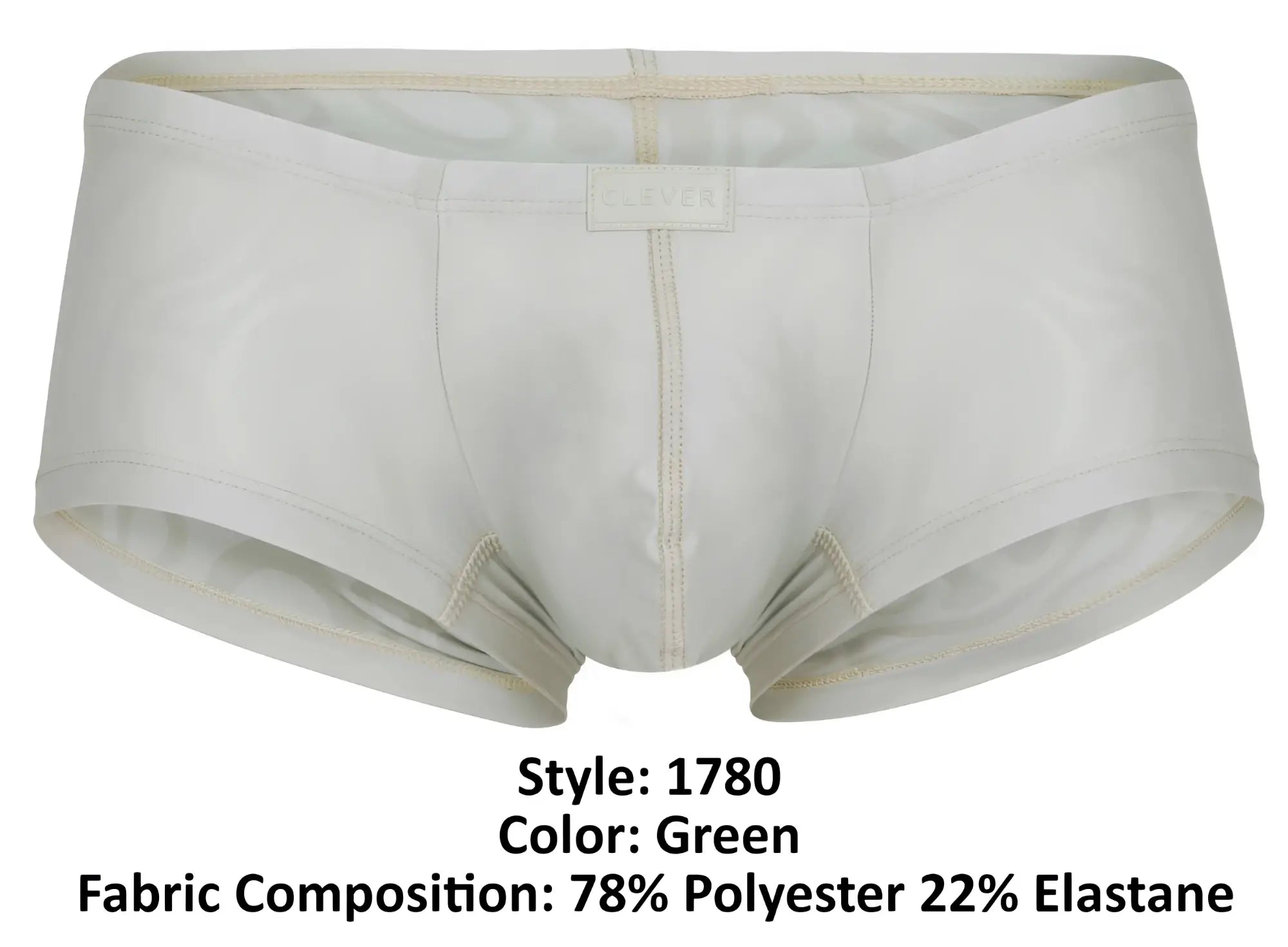 White men’s briefs clever 1780 maya trunks color beige with subtle green tint made of 78 polyester 22 elastane