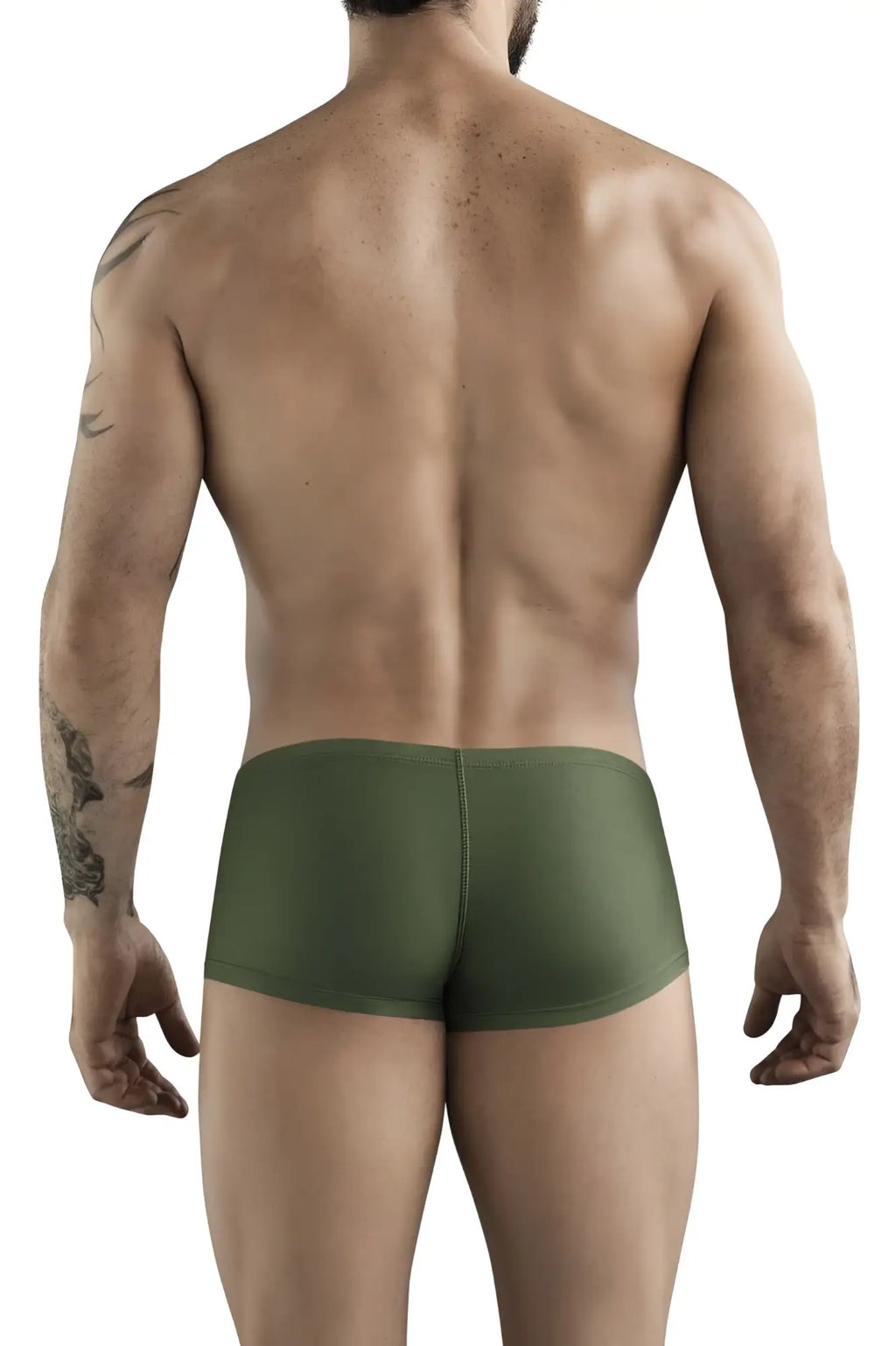Olive green clever 1780 maya trunks briefs shown from the back with soft stretch fabric and comfortable fit